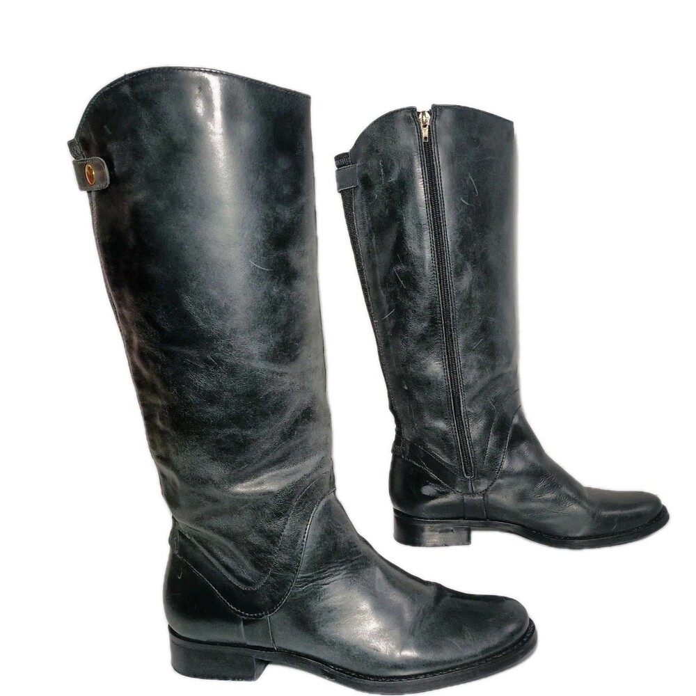 Steven by Steve Madden Women's Sady Leather Knee-High Riding Boots Sz 9.5 Black